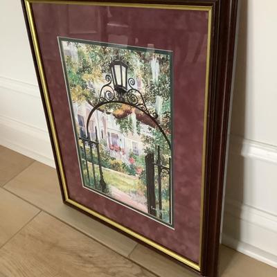 Wrought iron archway print with double mat and wood frame 23â€H 18â€W