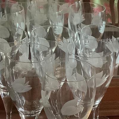 Etched glass stemware set of 6