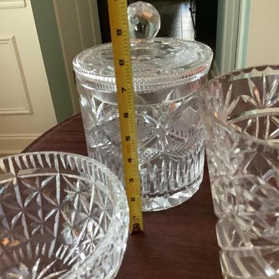 Candy jar, bowl, vase glass lot