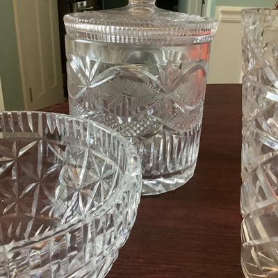 Candy jar, bowl, vase glass lot