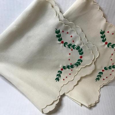 Pair of linen holiday napkins