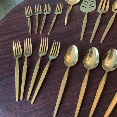 Grace Melody 4 piece gold flatware 37 piece