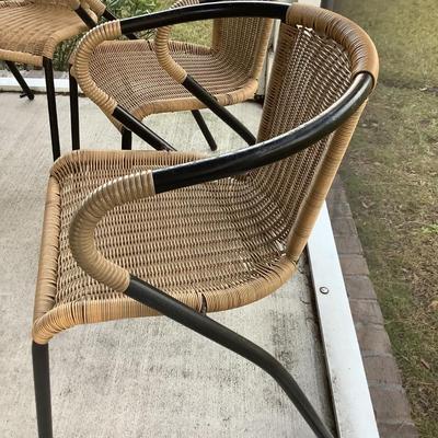 2 -patio chairs metal & plastic woven 29â€H, 20â€W, seat H 16â€, seat depth15â€