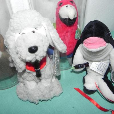 COKE COLA PLUSH ANIMALS WITH TAGS-MAGNETS-STRAW HOLDER-MORE