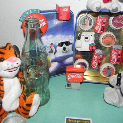 COKE COLA PLUSH ANIMALS WITH TAGS-MAGNETS-STRAW HOLDER-MORE
