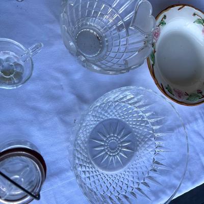 Vintage glassware and fine china plates