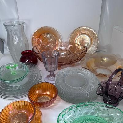 Vintage Colored glassware lot with uranium glow glass