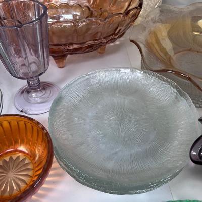 Vintage Colored glassware lot with uranium glow glass
