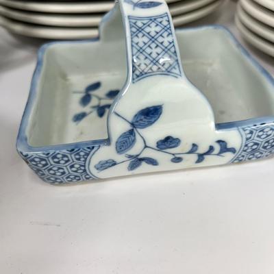 Blue white china set