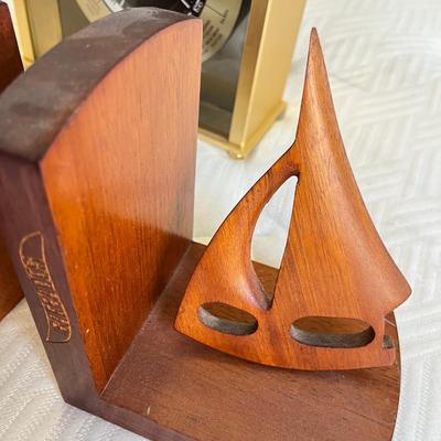 Wood Saleboat Book Ends