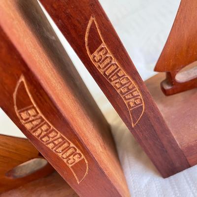 Wood Saleboat Book Ends