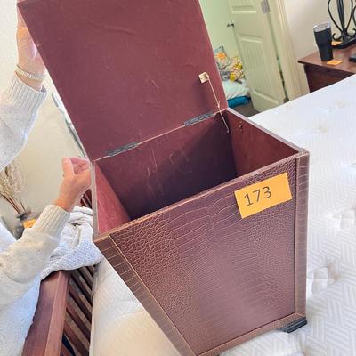 Allegator faux leather storage bin