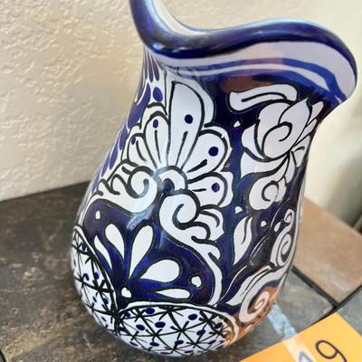 Talavera Blue & White Pitcher