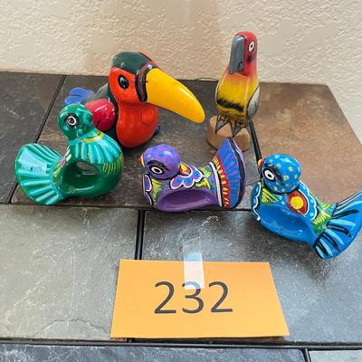 Talavera Napkin Rings & wood birds