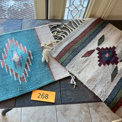 Lot of 2 small rugs Mexican Southwestern