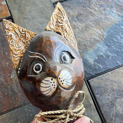 Wood carved cat