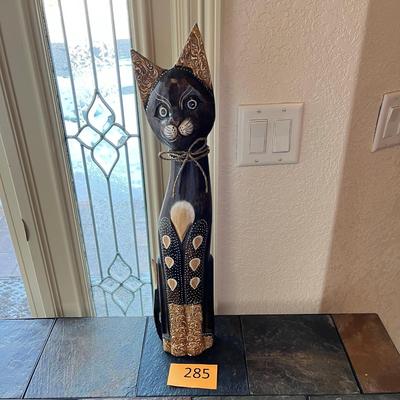 Wood carved cat