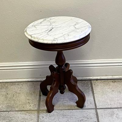 Small Mahogany Table With Marble Top