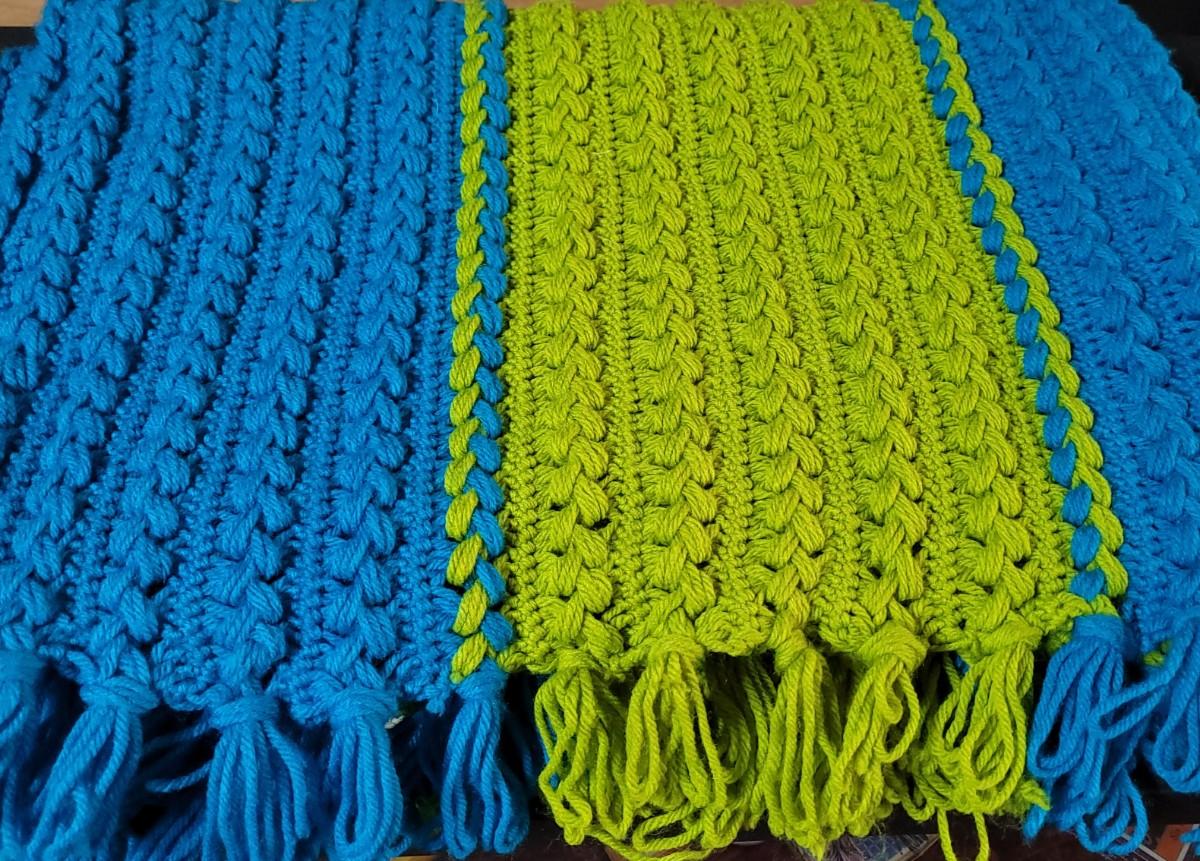 46 Blue & Lime Green Afghan Blanket