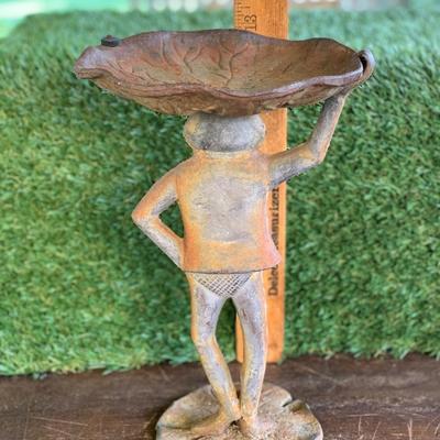 Vintage Frog  Butler Cast Iron Statue