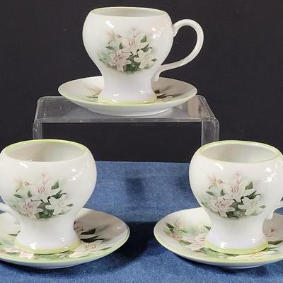 Lot 69: (3) Hummingbird & Lilly Tea Cups & Saucers
