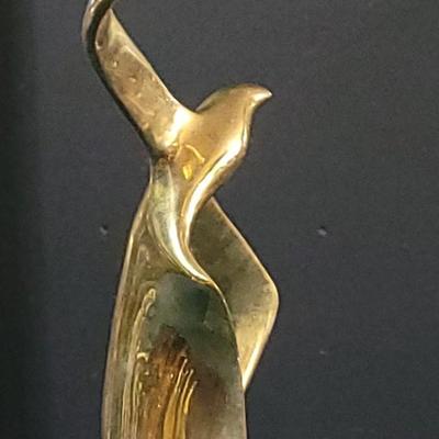 83: Vintage Mid Century Heavy Brass Bird Sculpture