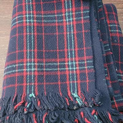 89: Vintage Plaid Bag & (2) Plaid Wool Blankets