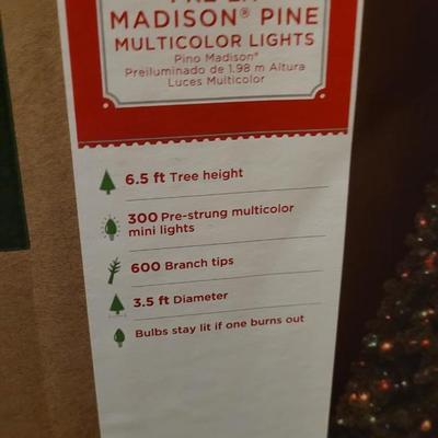 97: 6.5ft Pre-lite Madison Pine with Colored Lights