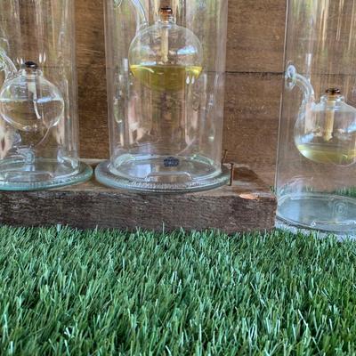 Set of 3  Vintage Wolfard Hand Blown in USA Art Glass Oil Lamps