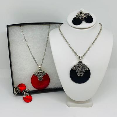 LOT 10: Two Pair of Matching Necklace/Earring Sets