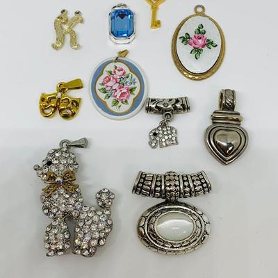 LOT 13:  Pendant Collection: Silver & Gold Tones