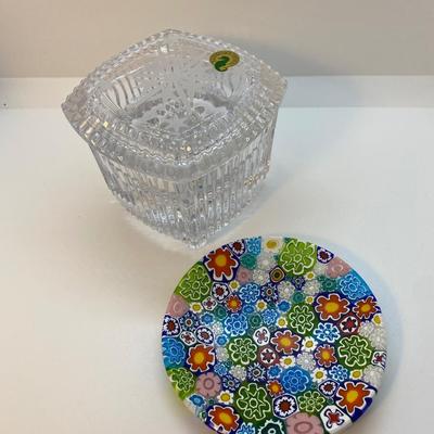 LOT 124: Waterford Crystal Music Trinket Box and Italian Plate