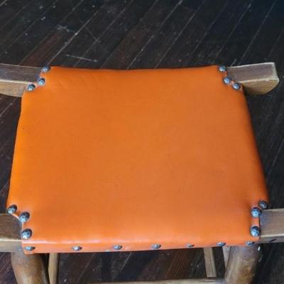 122: Mid Century Orange Vinyl Seat Stool