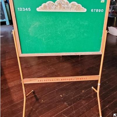 137: Vintage Chalkboard and Crayon Board on a Stand