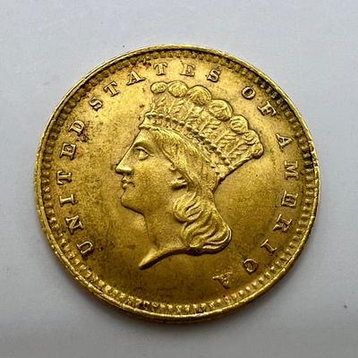 8774 Princess 1862 One Dollar Gold Coin