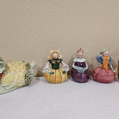 4 Horchow Italy Neiman Marcus Garden Of Eden Fairies Condiment Jelly Jars