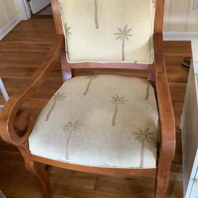 Upholstered wooden chair 37â€H 24â€W 19â€seat height 20â€seat depth