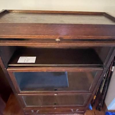 Oak Barrister Bookcase - 3 section 1 drawer