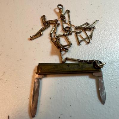 Vintage pocket knife & watch fob chain
