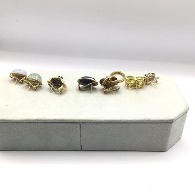8752 Lot of 14k & 18k Single Gemstone Earrings