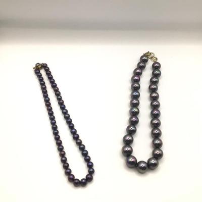 8757 Two Black Pearl Necklaces