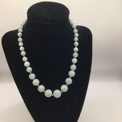 8758 Two Blue Stone Silver Necklaces