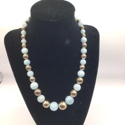 8758 Two Blue Stone Silver Necklaces