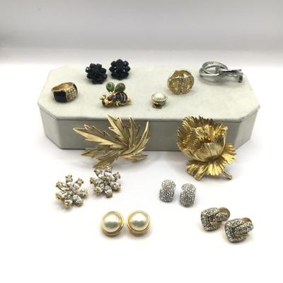 8760 Lot of Costume Pins Clip Earrings Swarovski Crystals
