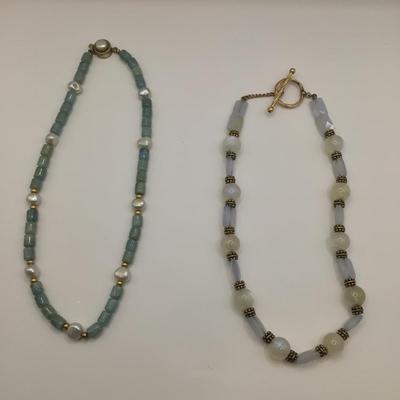 8768 Two Pearl and Quartz Necklaces