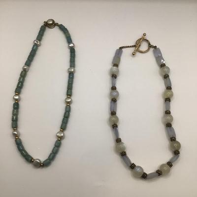 8768 Two Pearl and Quartz Necklaces