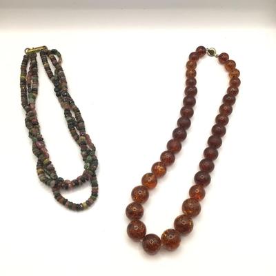 8770 Multi Gemstone with Faux Amber Necklace