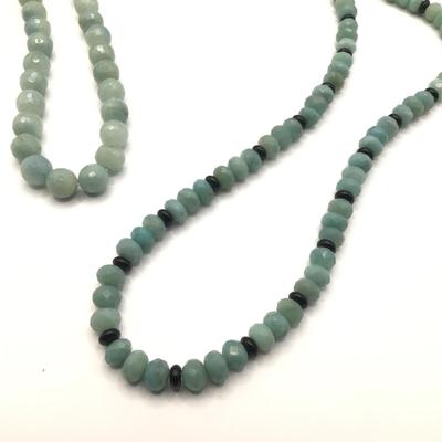 8771 Two Green and Black Quartz Necklaces