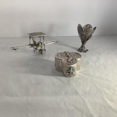 Lot 9002  Three Miniature Asian Inspired Silver Pieces