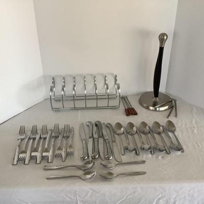 Lot 9008 Flatware, Paper Towel Holder. Organizer